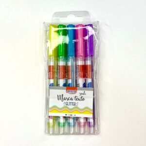 MARCA TEXTO C/ GLITTER 5 COLORES RO,LILA, VERD,CEL,AMARI